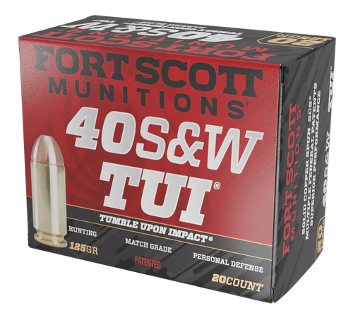 Fort Scott Munitions 400125SCV Tumble Upon Impact (TUI)  40S&W 125gr Solid Copper Spun 20 Per Box/25 Case