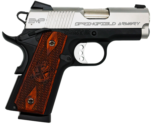 Springfield Armory PI9209LCA 1911 EMP *CA Compliant 9mm Luger 3" 9+1 Black Hardcoat Anodized Stainless Steel Slide Crossed Cannon Cocobolo Grip
