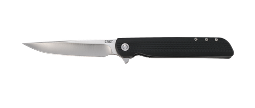 CRKT 3810 LCK +  Large 3.62" Folding Drop Point Plain Satin 8Cr13MoV SS Blade/ Black GRN Handle Includes Pocket Clip