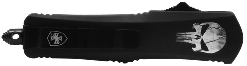 Templar Knife SFL232 Gen II Fallen Small 2.69" OTF Tanto Plain Powder Coated 440C SS Blade, 4.31" Black w/Skull Aluminum Handle, Glass Breaker