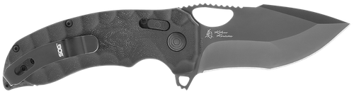 S.O.G SOG12270457 Kiku XR LTE 3.02" Folding Tanto Plain Cryo CTS XHP Blade Deep Textured Black Linen Micarta Handle Includes Belt Clip