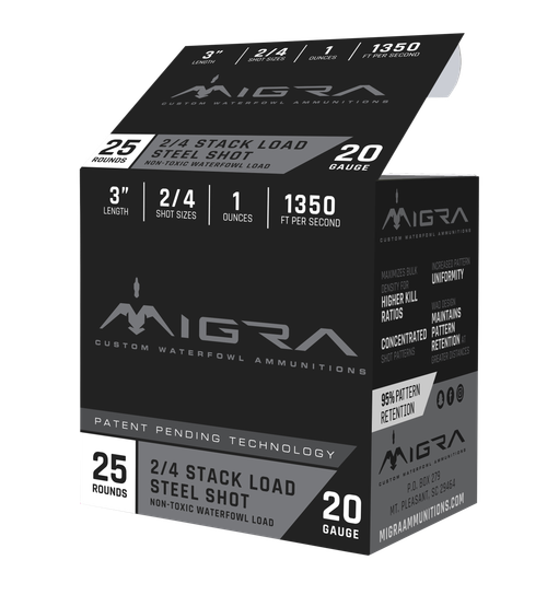 Migra Ammunitions M20S24 Combinational  20Gauge 3" 1oz 2/4Shot 25 Per Box/10 Case