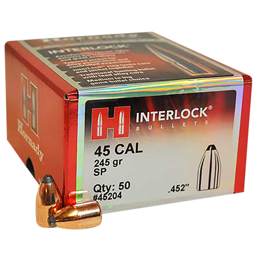 Hornady 45204 InterLock  45 Cal .452 245 gr Spire Point 50 Per Box/ 15 Case