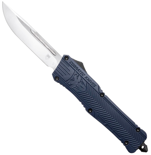 CobraTec Knives LNYCCTK1LDNS CTK-1  Large 3.75" OTF Drop Point Plain D2 Steel Blade/NYPD Blue Aluminum Handle Features Glass Breaker Includes Pocket Clip