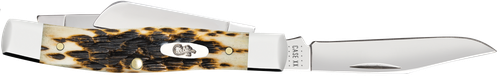 Case 00079 Stockman  Medium 2.57"/1.88"/1.76" Folding Clip/Sheepsfoot/Pen Plain Mirror Polished Chrome Vanadium Steel Blade/Peach Seed Jigged Amber Bone Handle