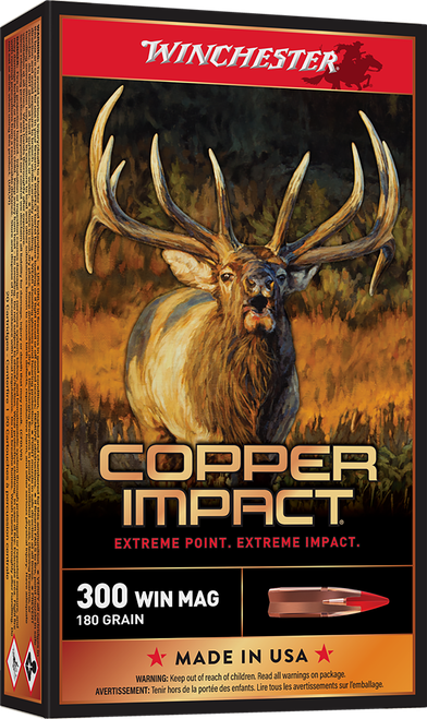 Winchester Ammo X300CLF2 Copper Impact  300WinMag 180gr Copper Extreme Point Lead Free 20 Per Box/10 Case