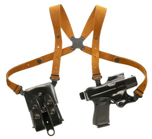 Galco JR212B Jackass Rig Shoulder System Shoulder Size Fits Chest Up To 56" Black Leather Harness Fits 1911 Right Hand