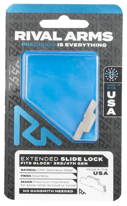 Rival Arms RA80G001D Slide Lock  Extended Stainless Steel for Glock Gen3-4