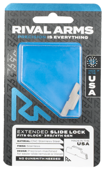 Rival Arms RA80G001D Slide Lock  Extended Stainless Steel for Glock Gen3-4