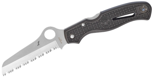Spyderco C89SBK Atlantic Salt  3.69" Folding Sheepsfoot Serrated H1 Steel Blade Black Molded FRN Handle Includes Pocket Clip
