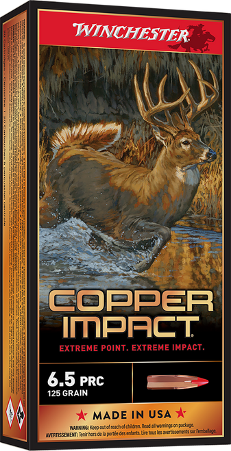 Winchester Ammo X65PCLF Copper Impact  6.5PRC 125gr Copper Extreme Point Lead Free 20 Per Box/10 Case