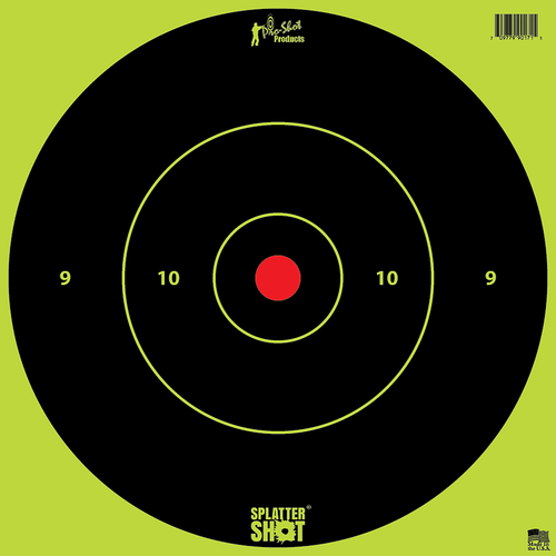 Pro-Shot 12BGREENTG12PK SplatterShot  12" Bullseye Hanging Heavy Paper Black/Red Impact Enhancement Yes White 12 PK
