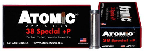 Atomic Ammunition 00419 Pistol Precision Craft 38Special +P 148gr Lead Hollow Point 50 Per Box/10 Case