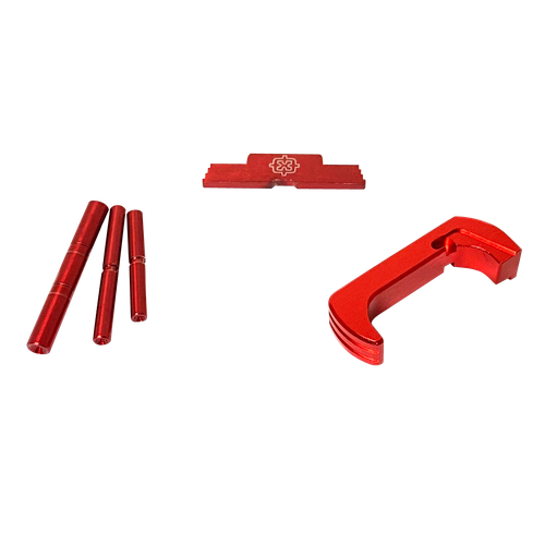 Cross Armory CRG5OKRD 3 Piece Kit  Extended Compatible w/ Glock 26 Gen5 Compatible w/Glock 17/19/26/34 Gen5 Red Anodized Steel/Aluminum