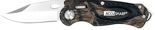 AccuSharp 704C Sport  3" Folding Plain Stainless Steel Blade/Camo Anodized Aluminum Handle Includes Belt Clip