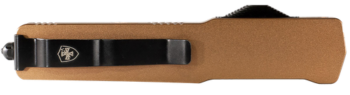 Templar Knife MAAB321 Premium LW  Slim 8.09" OTF Drop Point Plain Black Oxide Stonewashed Powdered D2 Steel Blade, 4.93" Bronze Anodized Aluminum Handle