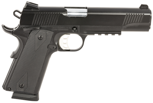 Tisas 10100529 1911 Duty 45 ACP 8+1 5" Black Steel Barrel, Black Serrated Steel Slide, Black Cerakote Steel Frame w/Accessory Rail & Beavertail, Ambidextrous