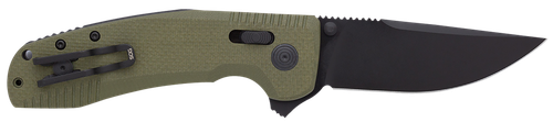 S.O.G SOG12380241 SOG-TAC XR 3.39" Folding Clip Point Plain Black TiNi Cryo D2 Steel Blade OD Green G10 Handle Includes Pocket Clip