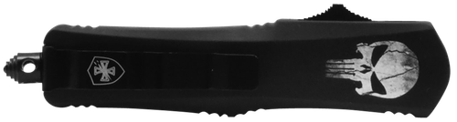Templar Knife LFL431 Gen II Fallen Large 3.50" OTF Dagger Part Serrated Black Oxide Stonewashed 440C SS Blade, 5.25" Black w/Skull Aluminum Handle, Glass Breaker