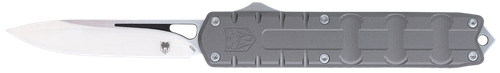CobraTec Knives CTEGRYM390DNS Enforcer  3.25" OTF Drop Point Plain M390 Steel Blade/Gray Aluminum Handle