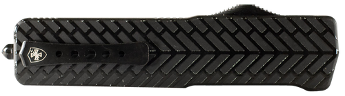 Templar Knife SAHBG32 Premium LW  Small 3" OTF Drop Point Plain Black Oxide Stonewashed D2 Steel Blade, 4.50" Black Herringbone Aluminum Handle