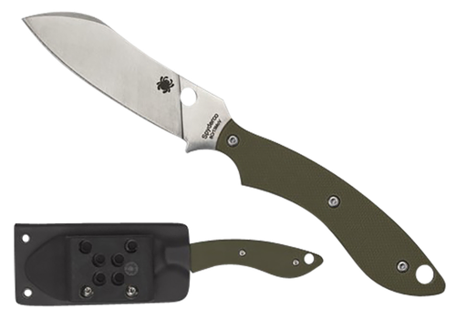 Spyderco FB50GPOD Stok  2.95" Fixed Drop Point Plain Stonewashed 8Cr13MoV SS Blade/Olive Drab Textured G10 Handle Includes Sheath w/G-Clip