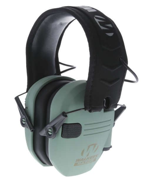Walker's GWPRSEMSGN Razor Slim Electronic Muff 23 dB Over the Head Sage Green/Black Polymer