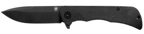 Templar Knife PFMBK321 Paladin  3.27" Folding Drop Point Plain Black Powder Coated D2 Steel Blade, 4.40" Black Micarta Handle