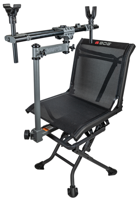 Bog-Pod 1100475 ChairPod  Chair with Rotating Gun Mount, 4 Legs, Black, Aluminum Frame, 41" Max Height