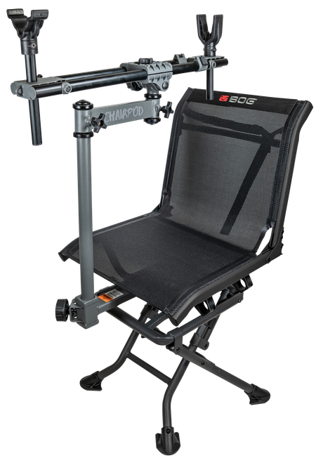 Bog-Pod 1100475 ChairPod  Chair with Rotating Gun Mount, 4 Legs, Black, Aluminum Frame, 41" Max Height