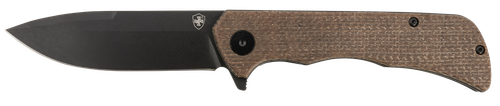 Templar Knife PFMBN321 Paladin  3.27" Folding Drop Point Plain Black Powder Coated D2 Steel Blade, 4.40" Brown Micarta Handle