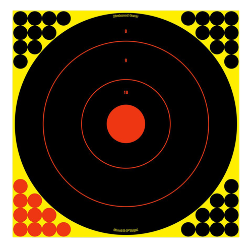 Birchwood Casey 34170 Shoot-N-C Reactive Target Self-Adhesive Paper Black/Yellow/Red 17.25" Bullseye 100 Pack
