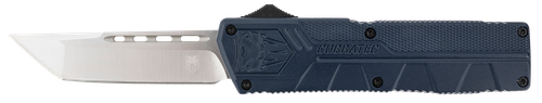 CobraTec Knives NYCTLWTNS Lightweight  3.25" OTF Tanto Plain D2 Steel Blade/NYPD Blue Aluminum Handle Includes Pocket Clip