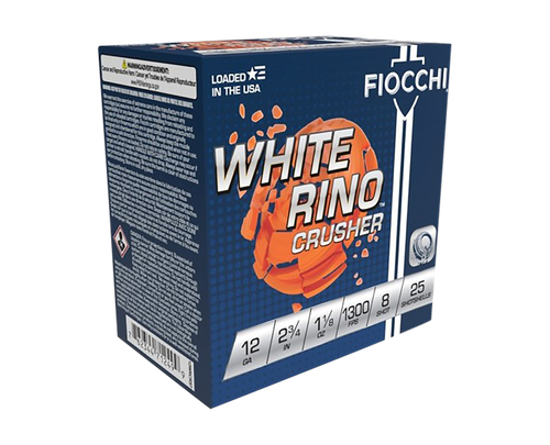 Fiocchi 12WRCRS8 Exacta Target White Rino Crusher 12Gauge 2.75" 1 1/8oz 8Shot 25 Per Box/10 Case