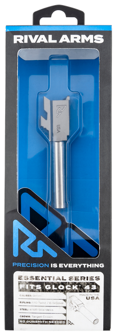 Rival Arms RARA22G301D Essential V2 Match Grade 9mm Luger 3.41" Stainless Steel, Fits Glock 43/43X