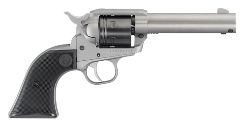 Ruger 2003 Wrangler  22 LR 6 Shot 4.62" Silver Cerakote, Silver Cerkoate Aluminum Frame & Cylinder Black Checkered Polymer Grips