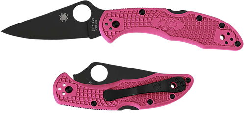 Spyderco C11FPPNS30VBK Delica 4 Lightweight 2.90" Folding Plain Black TiCN CPM S30V SS Blade/Pink Textured w/Black Accents FRN Handle Includes Pocket Clip