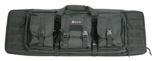 GPS Bags DRC36 Double Rifle Case 36" Black 600D Polyester w/ 2 Padded Pistol Sleeves MOLLE Webbing & Lockable Zippers