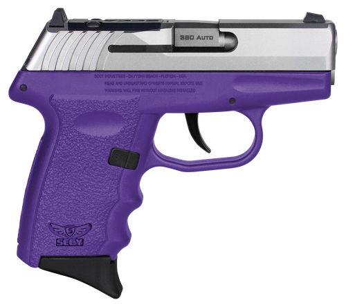 SCCY Industries CPX3TTPURDRG3 CPX-3 RD 380 ACP 10+1 2.96" Purple Polymer/Serrated Stainless Steel Slide/Finger Grooved Purple Polymer Grip