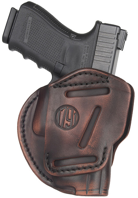 1791 Gunleather 3WH3VTGA 3-Way  IWB/OWB Size 03 Vintage Leather Belt Loop Fits Ruger LC9 Fits Glock 26 Ambidextrous Hand