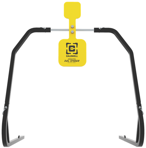 Caldwell 1196226 Daul Spinner  Yellow AR500 Steel 3/8" Thick Standing Target Includes 5" & 8" Plates