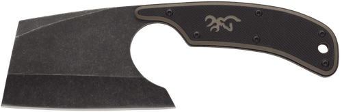Browning 3220322 Cutoff Camp 2.50" Fixed Cleaver Plain Black Black Oxide Stonewashed 9Cr14MoV SS Blade, Black/Tan G10 Handle