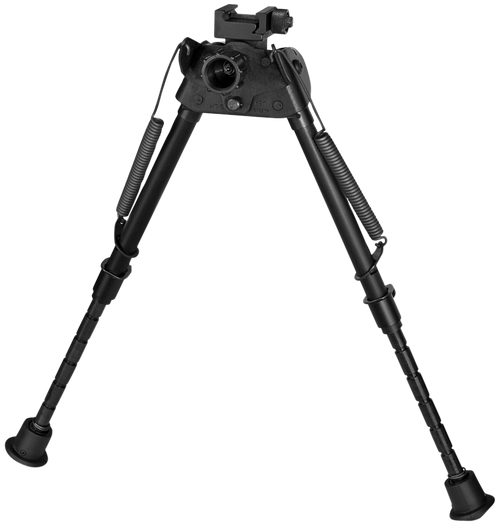 Harris Bipods S-LMP Swivel L Picatinny, 9-13", Black Steel/Aluminum, Notched Legs, Rubber Feet