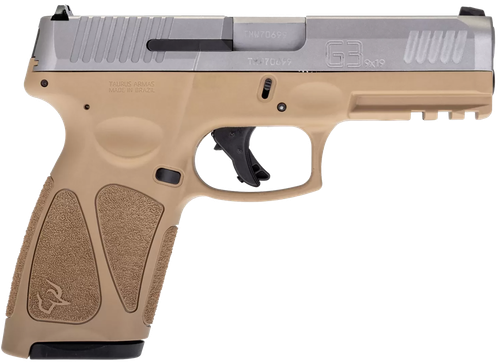 Taurus 1G3B949T G3  Full Size Frame 9mm Luger 15+1/17+1 4" Matte Stainless Steel Barrel, Matte Serrated Stainless Steel Slide, Tan Polymer Frame w/Picatinny Rail, Tan Polymer Grip, Right Hand