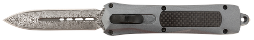 Steel River Knives A163BDD Spartan  3.50" OTF Dagger Plain Damascus 440C SS Blade/Gray w/Carbon Fiber Inlay Aluminum Zinc Alloy Handle