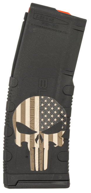 Black Rain Ordnance MAG30PUNISHW/FLAG Magazine  30rd 223 Rem/5.56 NATO Punisher American Flag Engraving Fits AR-15 Platform