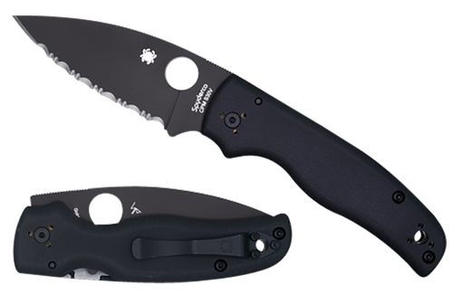 Spyderco C229GSBK Shaman  3.58" Folding Serrated Black DLC CPM S30V SS Blade/Black Textured G10 Handle Includes Pocket Clip