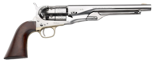 Pietta PF60OS448 1860 Army "Old Silver" 44 Cal 8" 6rd Old Silver Steel Frame, Cylinder & Round Barrel w/Walnut Grip