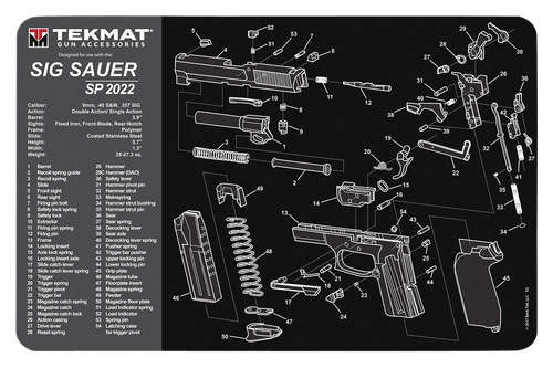 TekMat TEKR17SIGSP2022  Cleaning Mat Black/Gray Rubber 11"x17" Sig Sauer SP 2022 Parts Diagram
