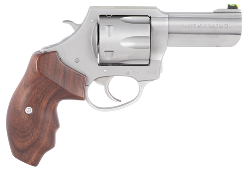 Charter Arms 73526 Professional V Extra Large, 357 Mag 6 Shot 3" Matte Stainless Steel Barrel, Cylinder & Frame w/Finger Grooved Wood Grip